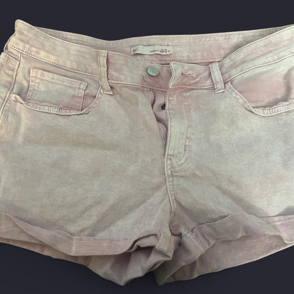 Low Rise MIDI Pink Denim Shorts
